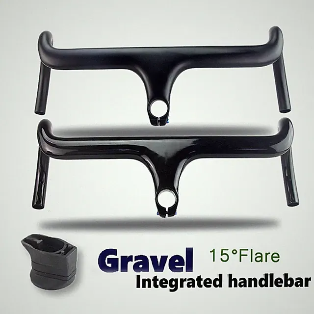 15 ° Gravel Carbon Fork with Spacers Internal Cable Routing Integrated Handlebar