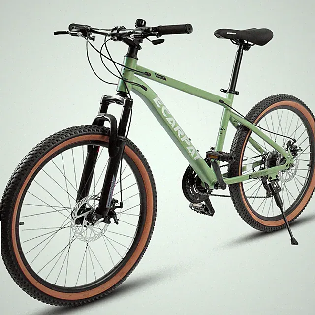 24" Mountain Bike for Teens, Steel Frame&Brown Edge Tires Commute Bicycle-Green