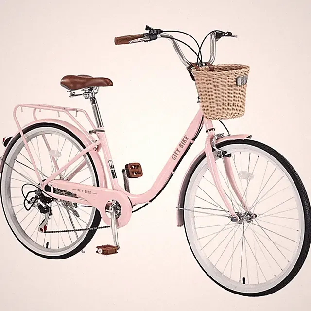 7 Speed City Bike With Basket , Steel Frame,Multiple Colors 26" Girls Bicycle