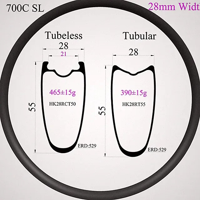 700C Carbon Gravel Road Bike Rim Tubular for Triathlon/TT/Cyclocross/Track Bike