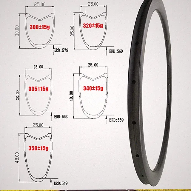 700C Carbon Rim Wide 25mm Deep 30 35 38 40 45mm Disc/V Brake Tubular 16-36Holes