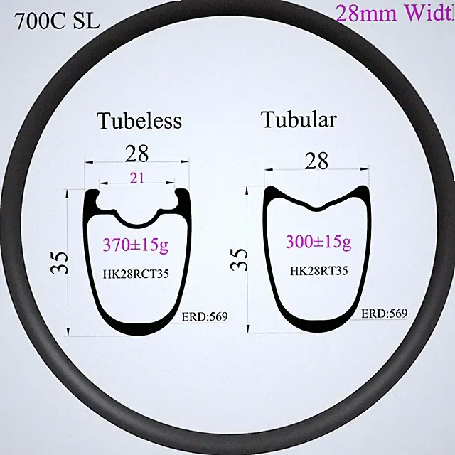 700C Gravel Road Bike Carbon Rim 28mm Width 35mm Depth Tubeless Tubular UD Matte