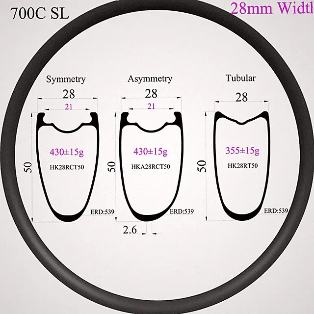 700C Superlight Gravel Bike Carbon Rim 28mm Width 50mm Depth Tubeless Clincher