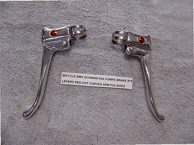 BICYCLE BMX SCHWINN DIA COMPE BRAKE LEVERS CURVED ARM BALL END POLISHED #15