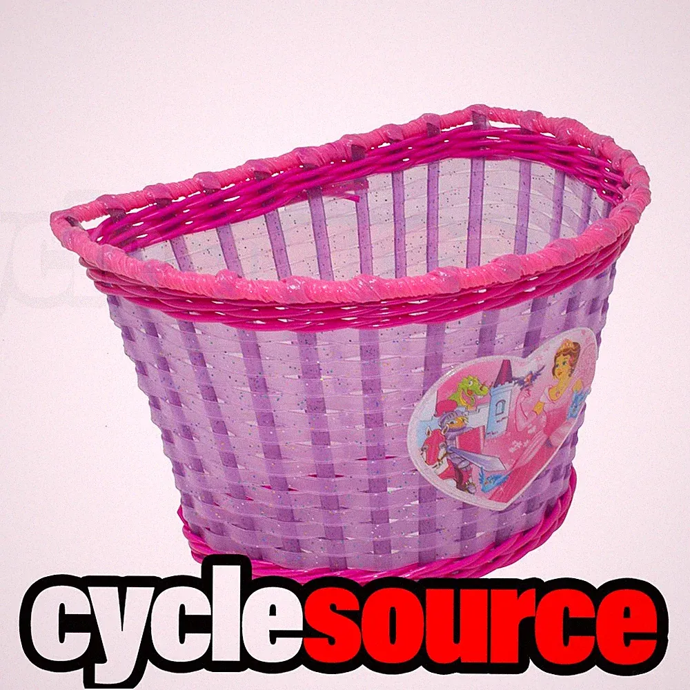ENIX Princess Kid's Children's Bike Bicycle Basket Sparkle Glitter Purple/Pink