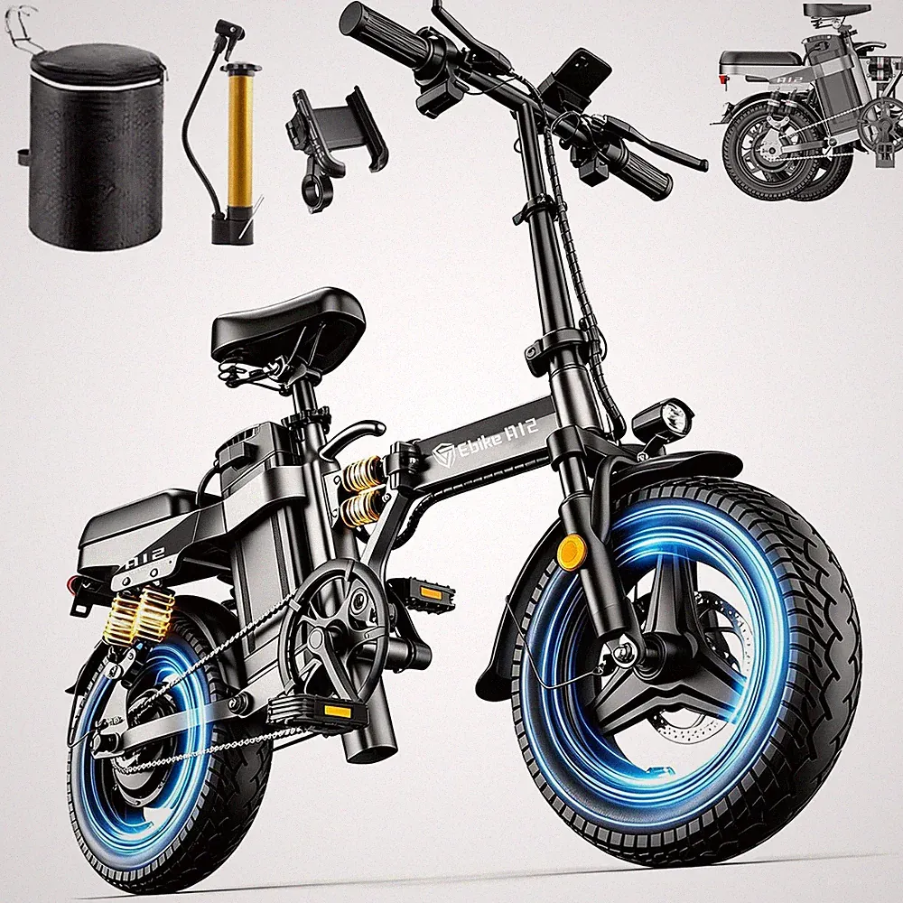 Folding Ebike 14" 1000W 48V15Ah Keyless Anti-Theft UL2849 Adult City E-Bicycle