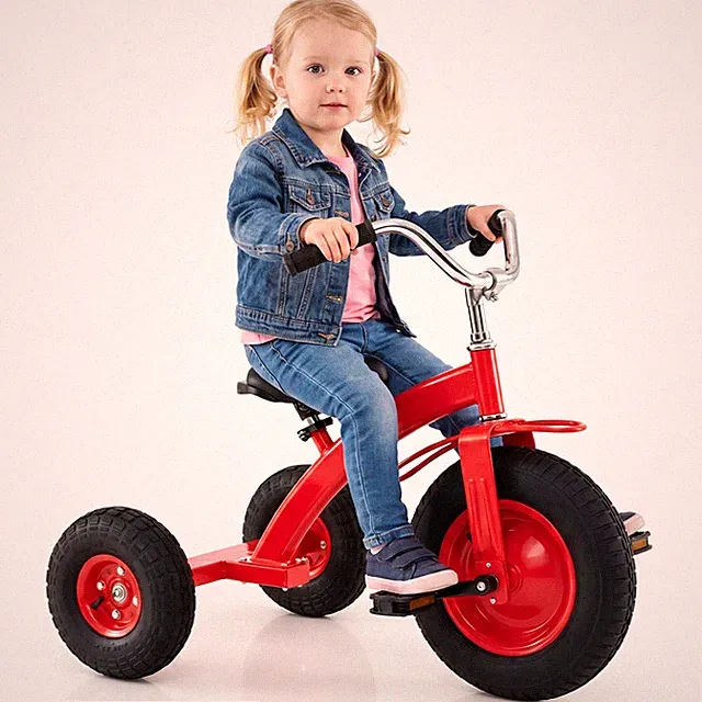 Kids Tricycle w/15 Inch Inflatable Rubber Tires, Adjustable Handlebar & Seat