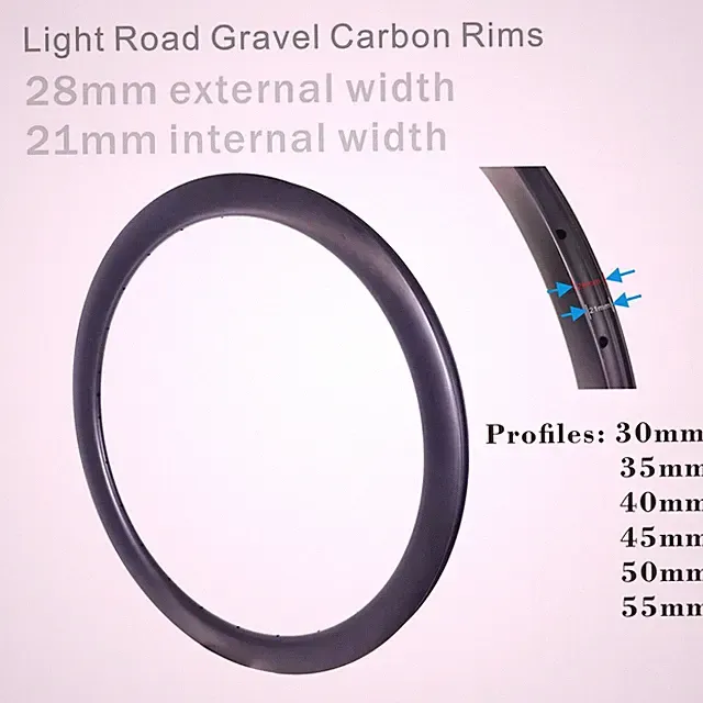 Road Bike Rims 700C Carbon Disc Brake Tubeless with Hook Gravel Bicycle Wheel