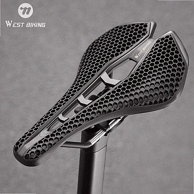 WEST BIKING Bicycle Saddle 3D Honeycomb Structure Hollow Bike Seat Saddle Black