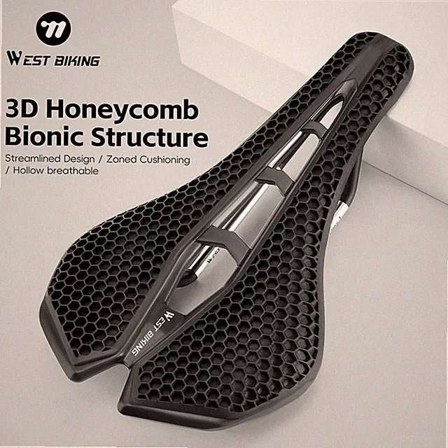 WEST BIKING Bicycle Saddle 3D Honeycomb Structure Hollow Road Bike Seat Saddle