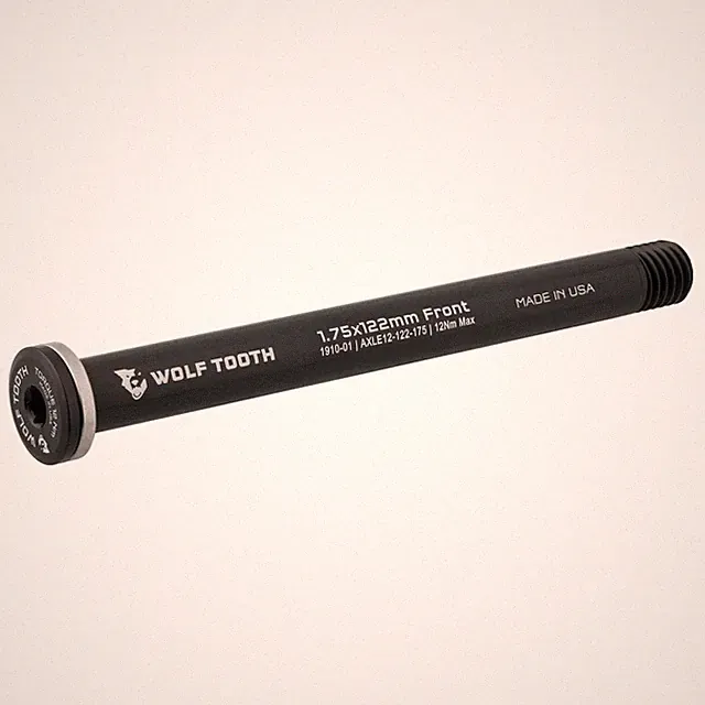 Wolf Tooth 12x122mm Aluminum Front Axle for Road & Cyclocross Forks, Black